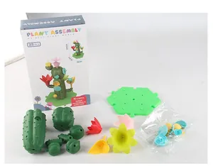 Detailed components of 23PCS DIY cactus building blocks set with display box and parts
