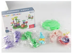 DIY flower garden building set with 59 plastic pieces including petals stems and gift box