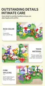 Detail of colorful plastic flower building blocks with sturdy snap-on parts for kids