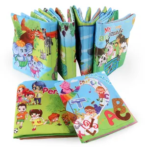 Livre en tissu lavable pour bébé avec animaux de la ferme et alphabet pour éveil éducatif