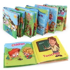 Livre d'éveil en tissu lavable pour bébé avec thèmes colorés de ferme et d'alphabet