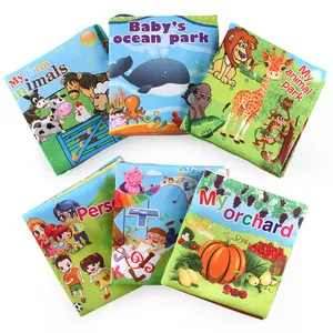 Lot de 6 livres d'éveil souples pour bébés avec thèmes d'animaux et de lettres colorés