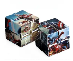 Detailed view of Marvel superhero infinity cube fidget toy set with hinge structure
