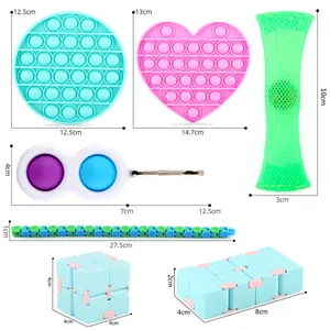 Fidget toy set featuring colorful silicone pop its, infinity cube, and sensory puzzles