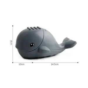 Grey whale animal building block toy figure with dimensions 8cm height and 24.5cm length
