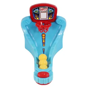Mini desktop finger basketball shooting game set with blue court and 3 yellow balls