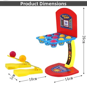 Detailed dimensions of desktop basketball game with 26cm height and mini shoot accessories