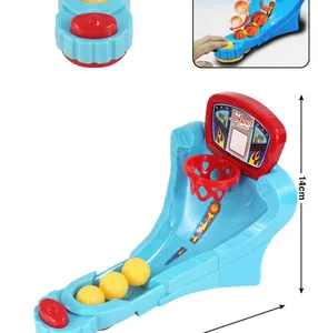 Miniature tabletop basketball game detail showing the 14cm height and red launcher