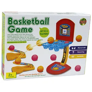 Tabletop basketball game set with launcher and net for kids interactive play