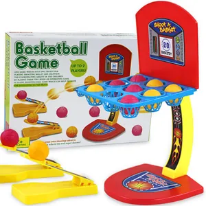 Desktop Basketball Shooting Toy Plastic Multi-Hole Scoreboard Stand With Launchers And Balls Interactive Game For Kids