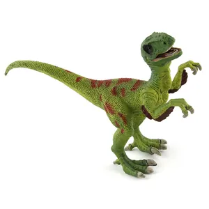 Modèle détaillé de vélociraptor réaliste vert avec des taches brunes et des écailles