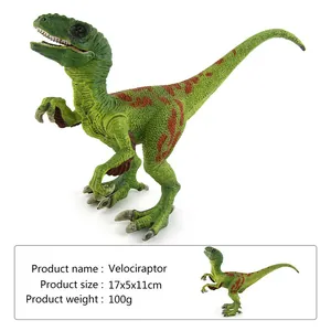 Modèle détaillé de dinosaure Velociraptor avec texture de peau verte et 17x5x11cm