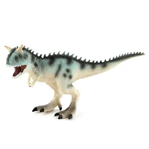 Detailed Jurassic Carnotaurus dinosaur figure with realistic scales and open mouth