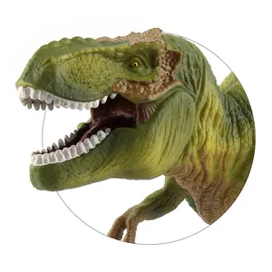 Realistic Tyrannosaurus Rex dinosaur model toy with detailed green skin and sharp teeth
