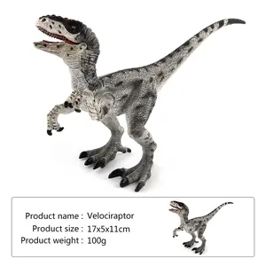Détail de la figurine dinosaure vélociraptor avec dimensions 17x5x11cm et texture de peau