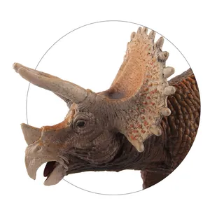 Realistic Triceratops dinosaur model with detailed skin texture and brown color scales