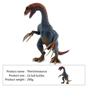 Detailed view of blue Therizinosaurus dinosaur model with size 15.5x9.5x19cm and weight 290g
