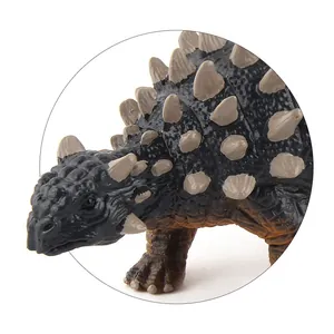 Detailed view of the realistic skin texture and gray armor spikes on the ankylosaurus model