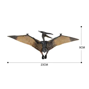 Pterosaur dinosaur toy model in dark brown with 23cm wingspan on white background