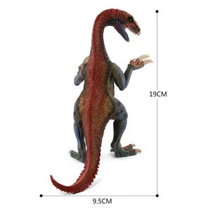 Realistic Therizinosaurus dinosaur model with long claws standing 19cm tall on white background