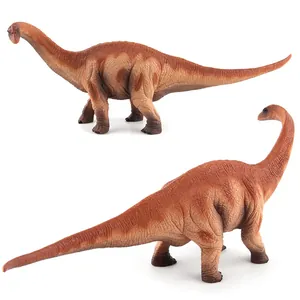 Vista detallada del dinosaurio de juguete Brachiosaurus con textura de piel marrón realista