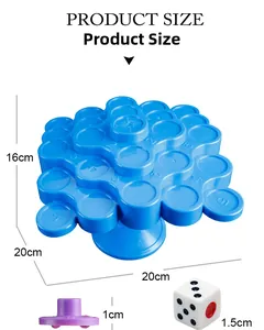 Detailed dimension guide for the balancing tower tray and dice interactive game set