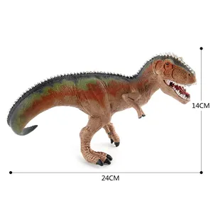 Realistic Giganotosaurus dinosaur toy model in green and orange, 24cm long and 14cm high