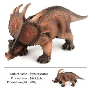 Detailansicht der Styracosaurus-Dinosaurier-Spielfigur mit Maßen 16x5,5x7cm und Hauttextur