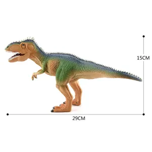 Detailed view of Giganotosaurus dinosaur toy showing 29cm length and 15cm height dimensions