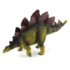 Detailed view of Stegosaurus toy featuring realistic purple plates and skin texture