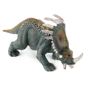 Detaillierte Seitenansicht einer realistischen Styracosaurus Dinosaurier-Figur mit Textur