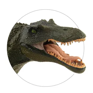 Realistic solid Spinosaurus dinosaur model toy with detailed green scales and sharp teeth