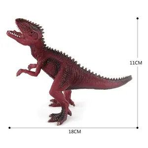 Realistic dark red Giganotosaurus dinosaur toy model, 11cm height and 18cm length