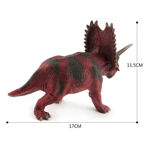 Vista lateral del juguete Triceratops que muestra 17cm de largo y 11,5cm de alto