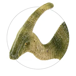 Detaillierte Kopfansicht des Parasaurolophus-Dinosaurier-Modells mit grünen Texturen