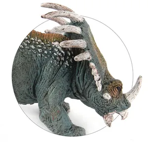 Detaillierte Nahaufnahme der Styracosaurus-Spielfigur mit realistischer Hauttextur und Hörnern