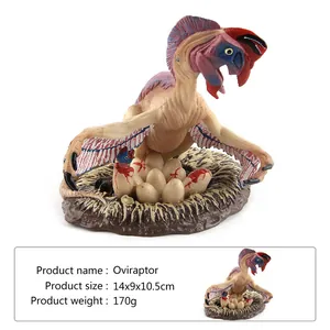 Realistische Oviraptor Dinosaurierfigur mit Eiern im Nest, Größe 14x9x10,5cm und 170g Gewicht