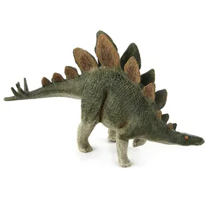 Detailed view of Stegosaurus model with realistic green scale textures and brown back plates