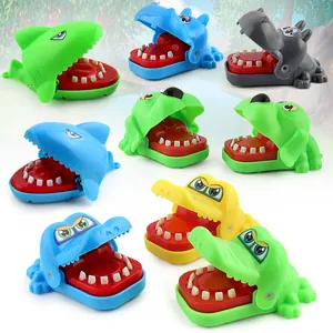 Mini Jouet de Jeu de Morsure de Doigt d'Animal de Dessin Animé Portable Requin Hippopotame Chien Blague Sans Pile Amusant