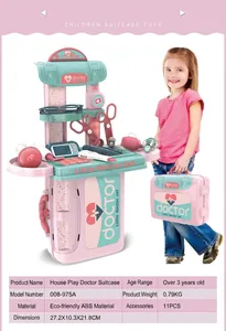 Kinder Arztkoffer Spielset im rosa Koffer mit detaillierten Maßen der Zubehörteile