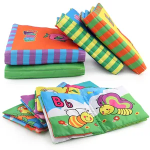 Soft fabric baby books set for early learning featuring fruits and animals illustrations