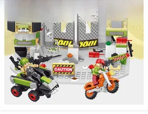 Military combat building blocks set featuring soldiers, tactical vehicles, and base base detail