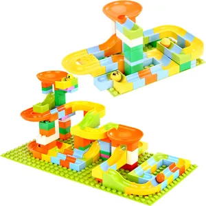 Colorful large particle marble run track building blocks set for creative toddlers