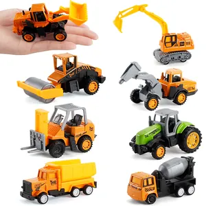 8-piece mini alloy construction vehicle set including excavator and truck toys