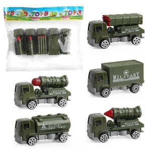 Detailed military truck set including missile launchers and oil tankers for children