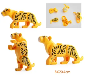 Detail view of tiger building block toy with 8x2x4cm size and modular plastic parts