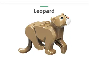 Detailed view of leopard-style building block animal with studs and realistic facial painting