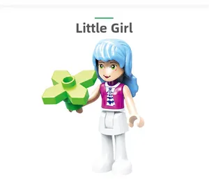 Detailed close-up of a LEGO-style girl mini-figure with blue hair and star accessory