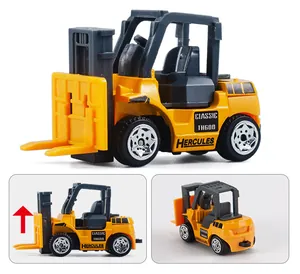 Détail du mécanisme de levage réglable du modèle de véhicule de construction jaune en métal