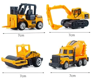 Lot de mini véhicules de chantier en alliage avec chariot élévateur et pelleteuse 7cm